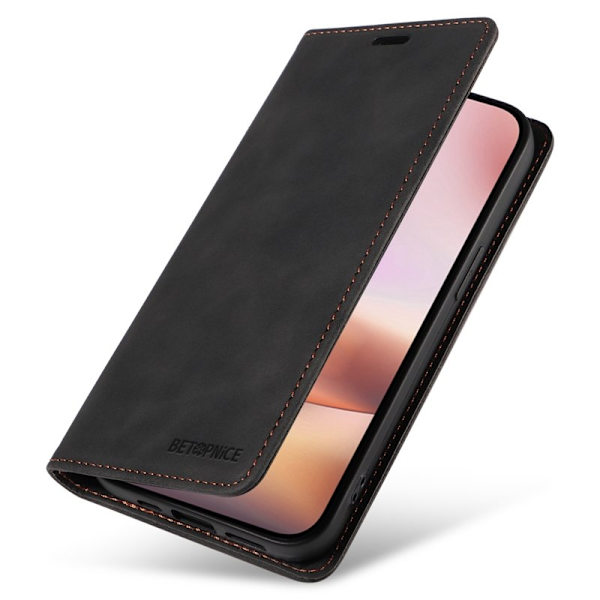 BETOPNICE 003 iPhone 16 Plus Plånboksfodral RFID Blocking Konstläder - Svart