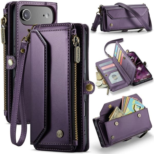 CASEME iPhone Air Plånboksfodral Konstläder med Dragkedja - Lila