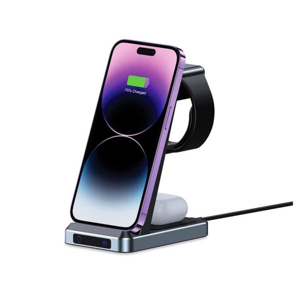 Tech-Protect 3in1 Trådløs Oplader iPhone/Apple Watch/AirPods - S Svart