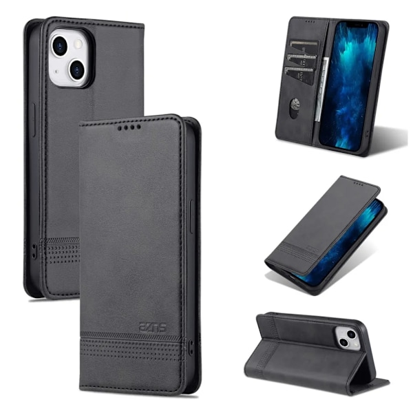 AZNS iPhone 15 Plus Plånboksfodral - Svart Svart