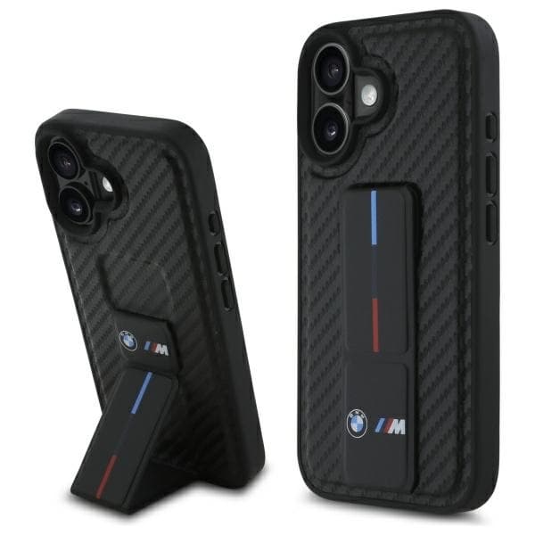 BMW Mobilskal till iPhone 16 M Grip Stand Smooth - Svart Black