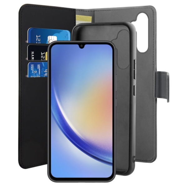 Puro Galaxy A34 Wallet Case Aftagelig - Sort