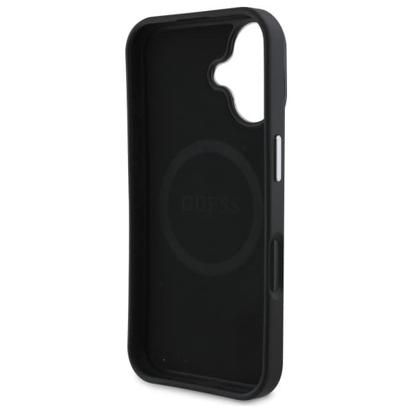 Guess Mobilskal till iPhone 16 Plus MagSafe Grained Triangle - Svart Svart