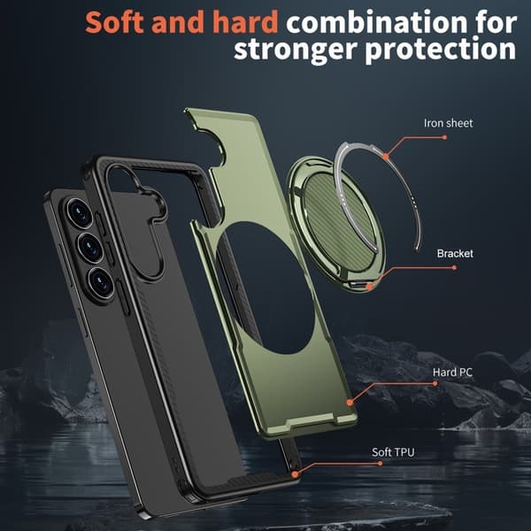Mobilskal till Samsung Galaxy S26 Magnetiskt TPU + PC Med Dämpande Ställ - Grön