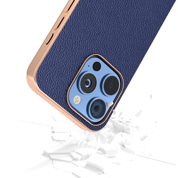 ABEEL Mobilskal till iPhone 16 Pro Äkta Läder + PC + TPU - Blå