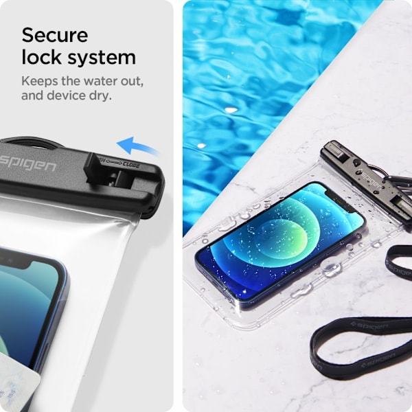 Spigen 2-Pack Universala Vattentät Mobilväskor A601 - Crystal Clear Transparent