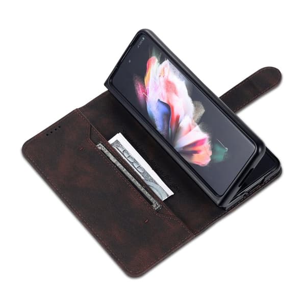 AZNS Samsung Galaxy Z Fold6 Plånboksfodral Konstläder - Brun