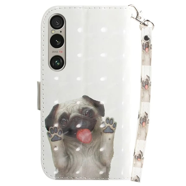 Sony Xperia 1 VI Konstläder Plånboksfodral med Handledsrem - Pug