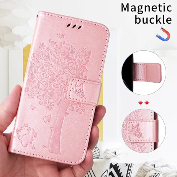 iPhone Air Konstläder Plånboksfodral Tree Pattern - Roséguld Roséguld