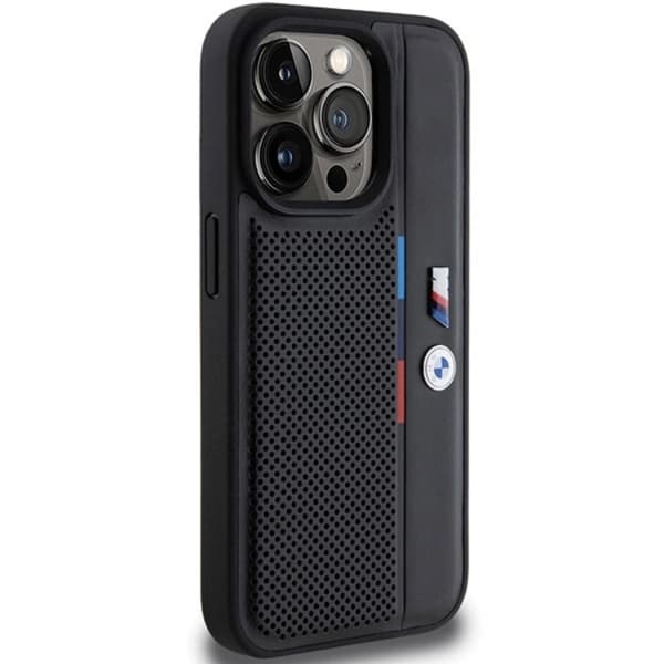BMW iPhone 15 Pro Mobilskal Perforated Tricolor Line Black