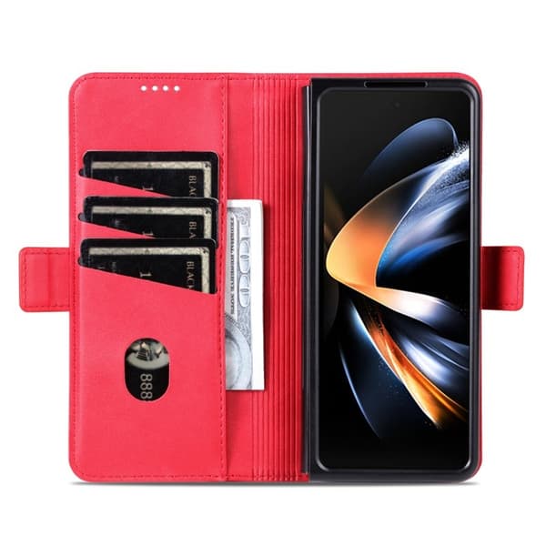 AZNS Samsung Galaxy Z Fold6 Plånboksfodral Konstläder - Röd