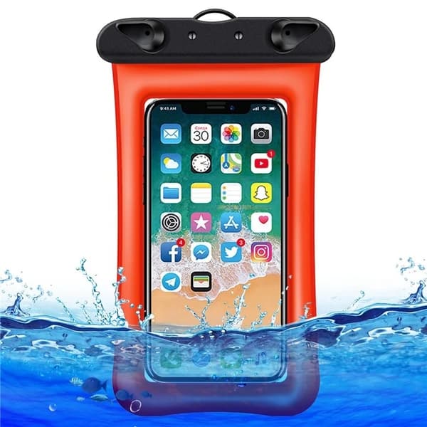 Vattentät Mobilfodral max 7.2" med Snöre - Orange Orange