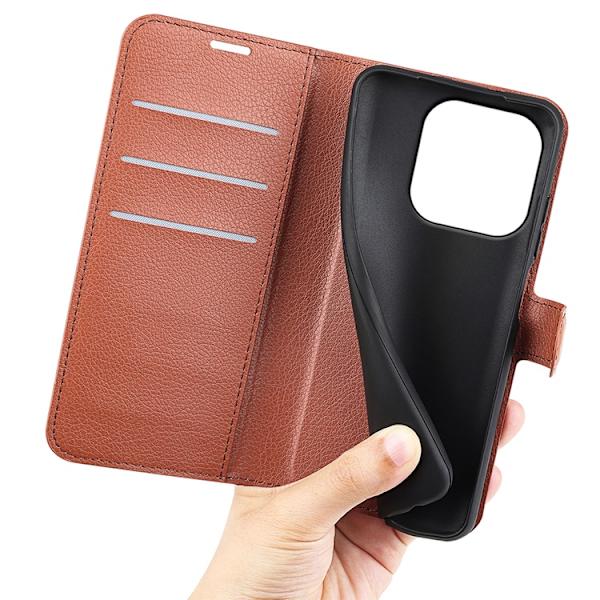 OnePlus 15 5G Plånboksfodral Litchi Shockproof Konstläder Brun