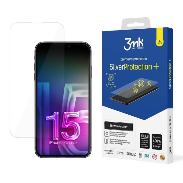 3MK iPhone 15 Pro Plastfilm Skärmskydd Silver Protection Plus