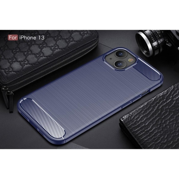 Carbon Fiber Texture Cover iPhone 13 - Blå Blue