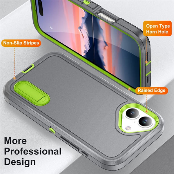 Mobilskal till iPhone 17 Kickstand Silikon - Grön/Grå Grå