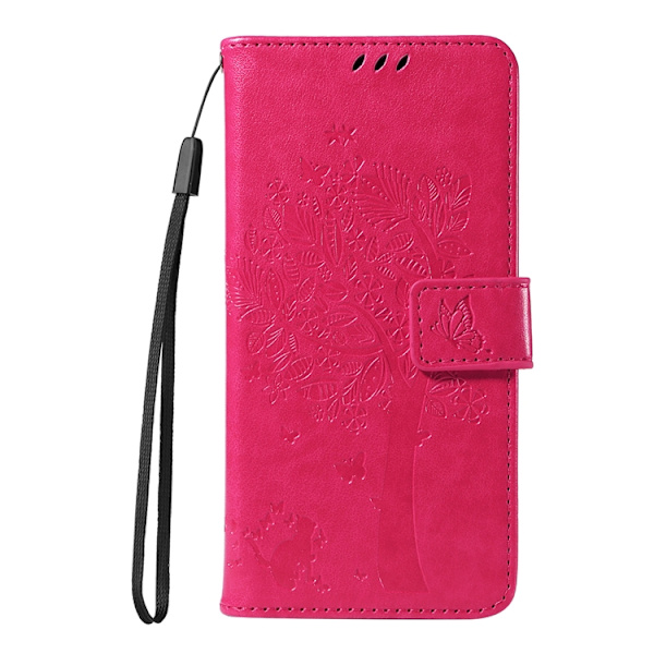 OnePlus 15 5G Plånboksfodral Cat Tree Pattern Konstläder Rosa