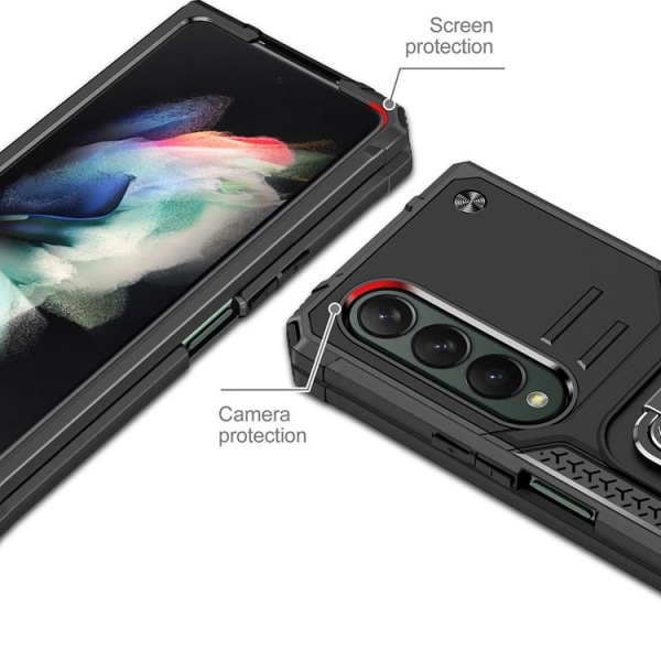 Wozinsky Galaxy Z Fold 4 Phone Case Ring Holder Armour - vaaleanpunainen