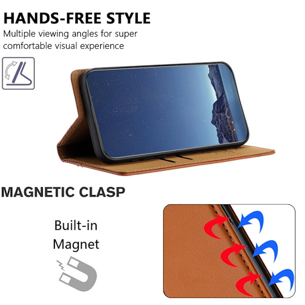 Galaxy S26/S26 Pro Plånboksfodral L-Shaped Grid Pattern Brun