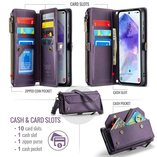 CASEME Plånboksfodral Konstläder för Samsung Galaxy A55 5G - Lila