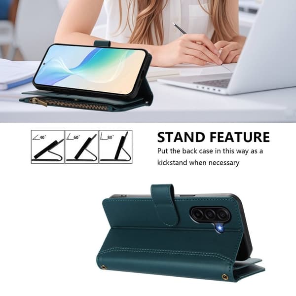 Samsung Galaxy A57 Plånboksfodral Konstläder 9 Kortfack - Grön