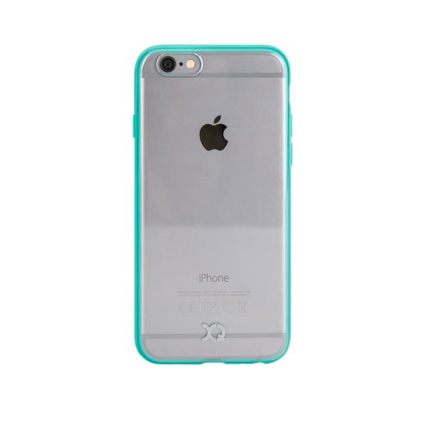 Xqisit iPlate Odet suojakuori iPhone 6 / 6S:lle - syaani / läpinäkyvä