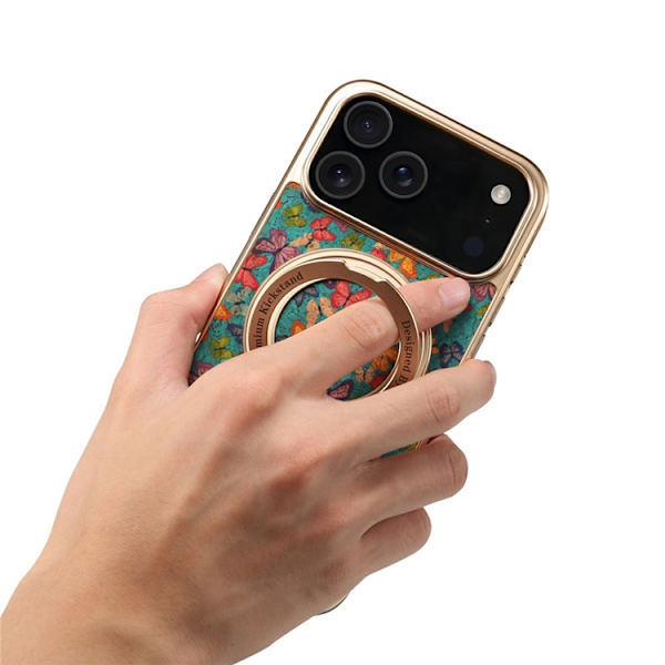 Mobilskal till iPhone 17 Pro Max MagSafe Electroplated Floral A22 - Blå Blå