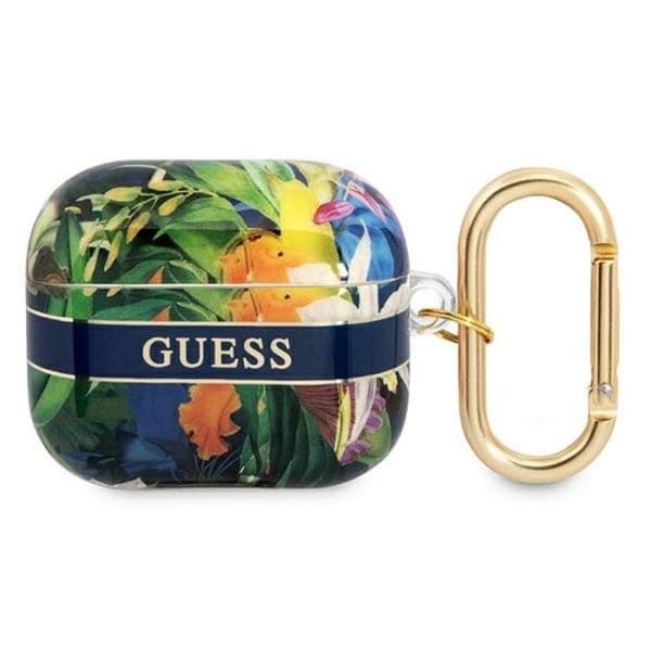 Guess AirPods 3 Skal Flower Strap - Sininen Blå
