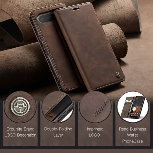 CASEME 013 Series Google Pixel 10 Pro Plånboksfodral Konstläder Brun