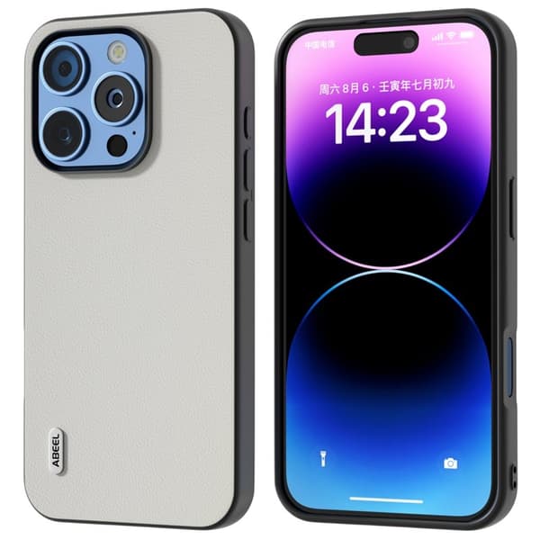 ABEEL Mobilskal till iPhone 16 Pro Max Anti-Drop Äkta Läder Vit