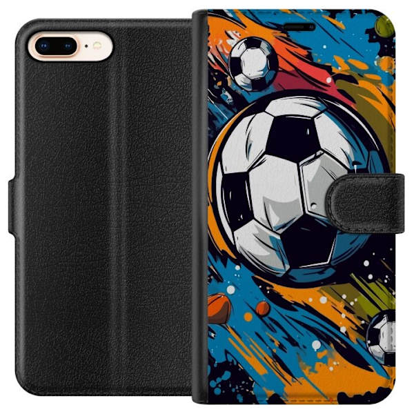 Plånboksfodral till Apple iPhone 8 Plus med Fotbollar