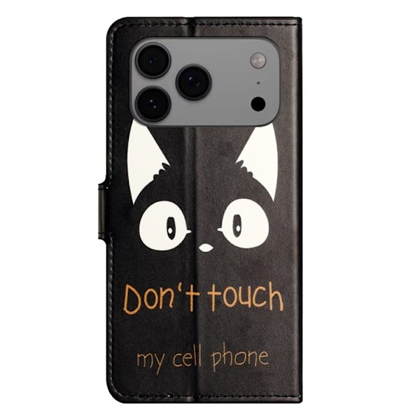 iPhone 17 Pro Plånboksfodral Pattern Print Konstläder - Kattöron Svart