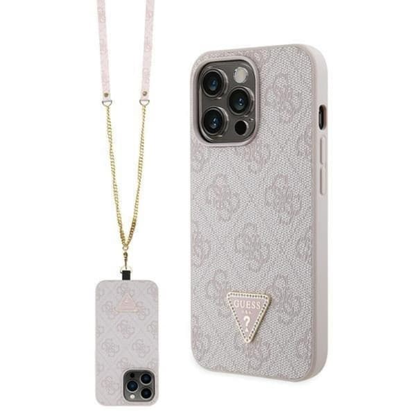 Guess iPhone 13 Pro Max Mobilskal Crossbody 4G Metal Logo Rosa Rosa