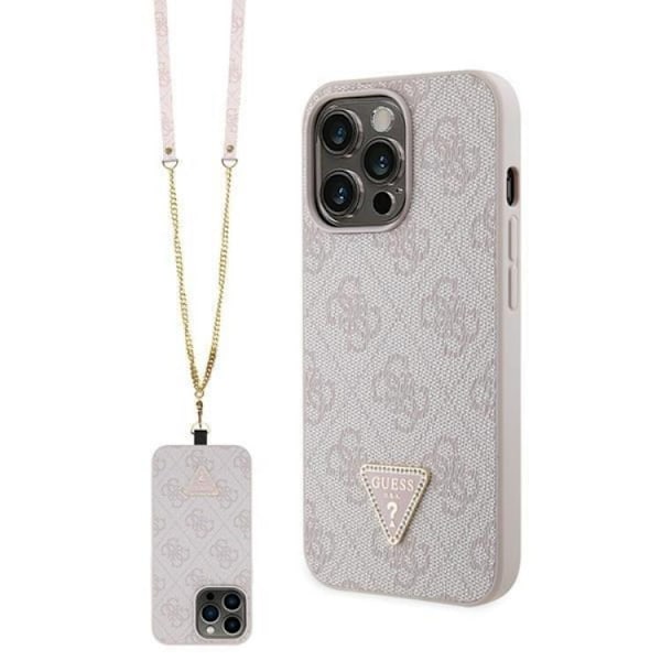 Guess iPhone 13 Pro Max Mobilskal Crossbody Metall Logo Rosa