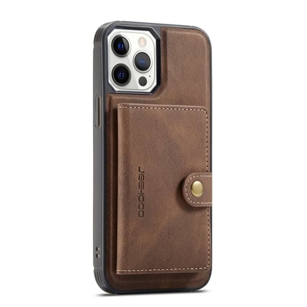 JEEHOOD Detachable Magnetic Wallet Mobilskal iPhone 12 Pro - Brun