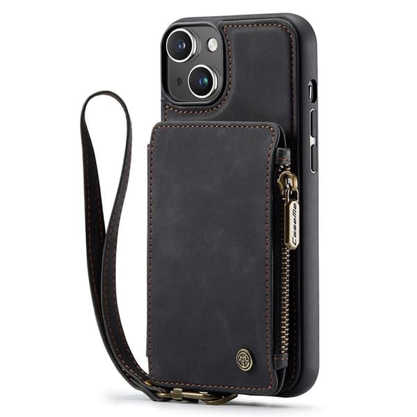 CASEME iPhone 14 Plus Plånboksfodral C20 Zipper Kickstand - Svart Svart