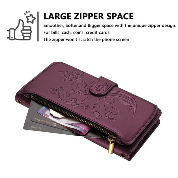 iPhone Air Plånboksfodral Butterfly Floral Imprint - Lila Lila