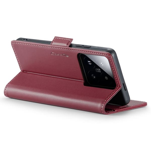 CASEME Xiaomi 14 Pro Plånboksfodral Konstläder RFID-Skydd Röd