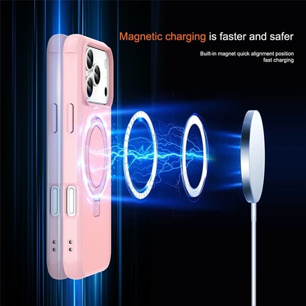 Mobilskal till iPhone 17 Pro Max MagSafe TPU+PC Kickstand - Rosa Rosa