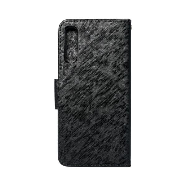 Galaxy A7 (2018) Lompakkokotelo Fancy Eco Nahka - Musta Black