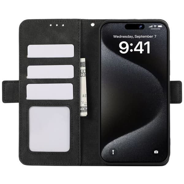 ABEEL Mobilskal till iPhone 15 Pro RFID-Skydd Kortfack Stötabsorberande Svart