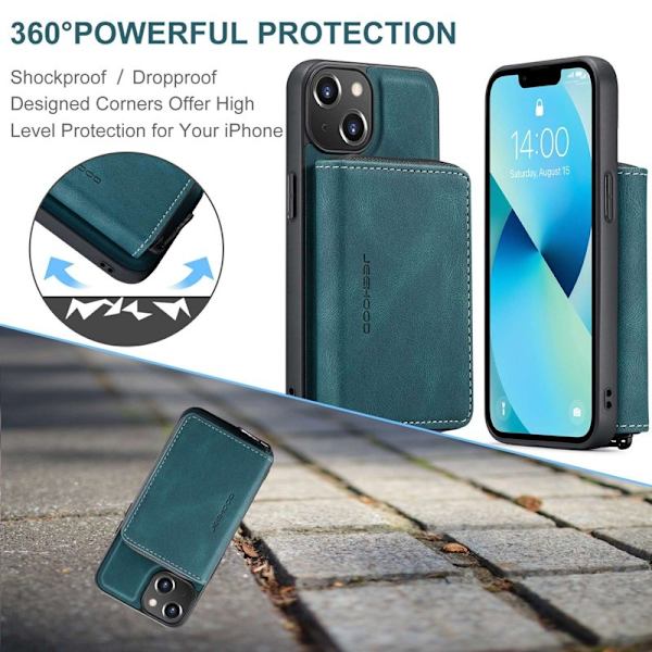 JEEHOOD Mobilskal till iPhone 14 Plus Shockproof KonstLäder Blå
