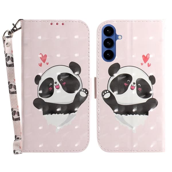 Plånboksfodral för Samsung Galaxy S26 Konstläder Mönster - Love Heart Panda