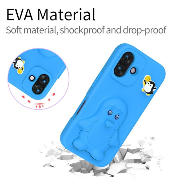 D.G Ming Mobilskal till iPhone 16 Penguin Design Kickstand EVA - Blå