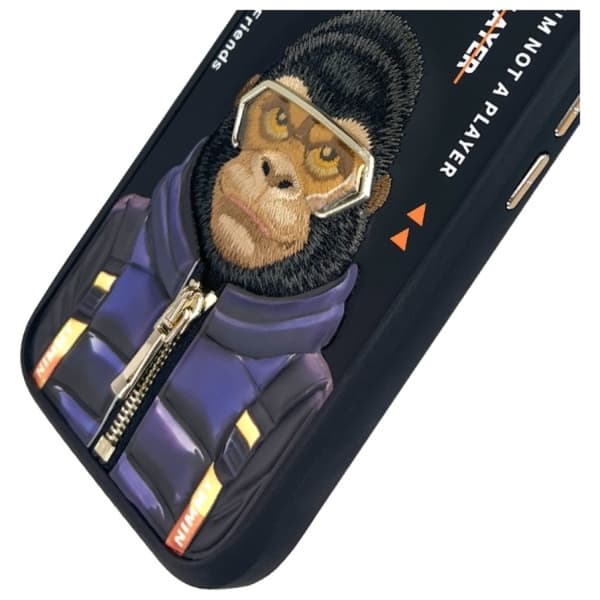 Nimmy Telefontaske til iPhone 16 Cool & Cute 2.0 Monkey - Sort Black