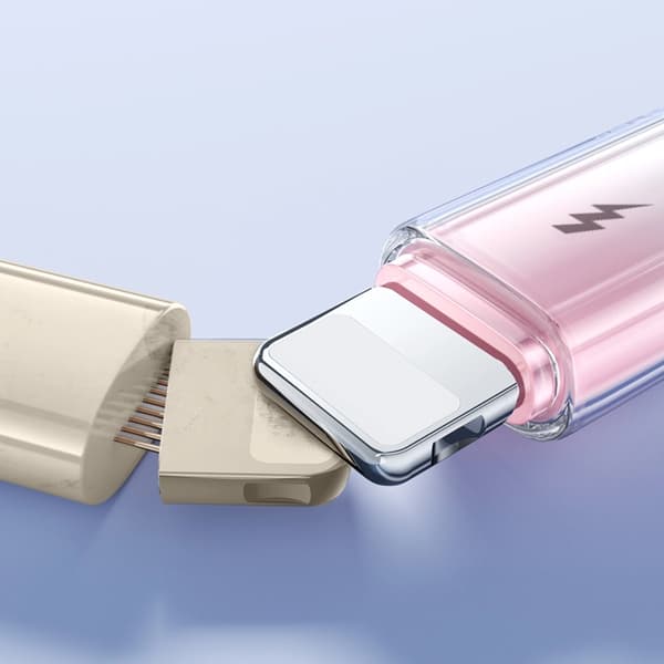 Joyroom S-A42 USB-A - Lightning 3A 1.2m Kabel Crystal-Clear Series - Vit Vit
