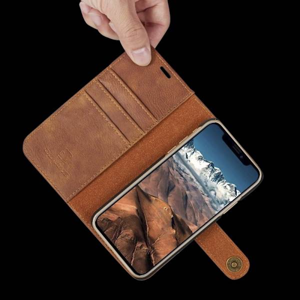DG.MING iPhone X/XS Plånboksfodral Äkta läder - Chockresistent Brun