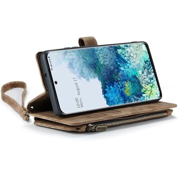 CASEME Konstläder Plånboksfodral för Samsung Galaxy S20 Plus - Brun