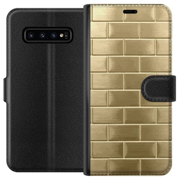 Plånboksfodral till Samsung Galaxy S10 med Gyllene Murstenar