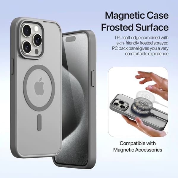 DUX DUCIS Lawa Series Plånboksfodral iPhone 15 Pro - Äkta läder - Grå